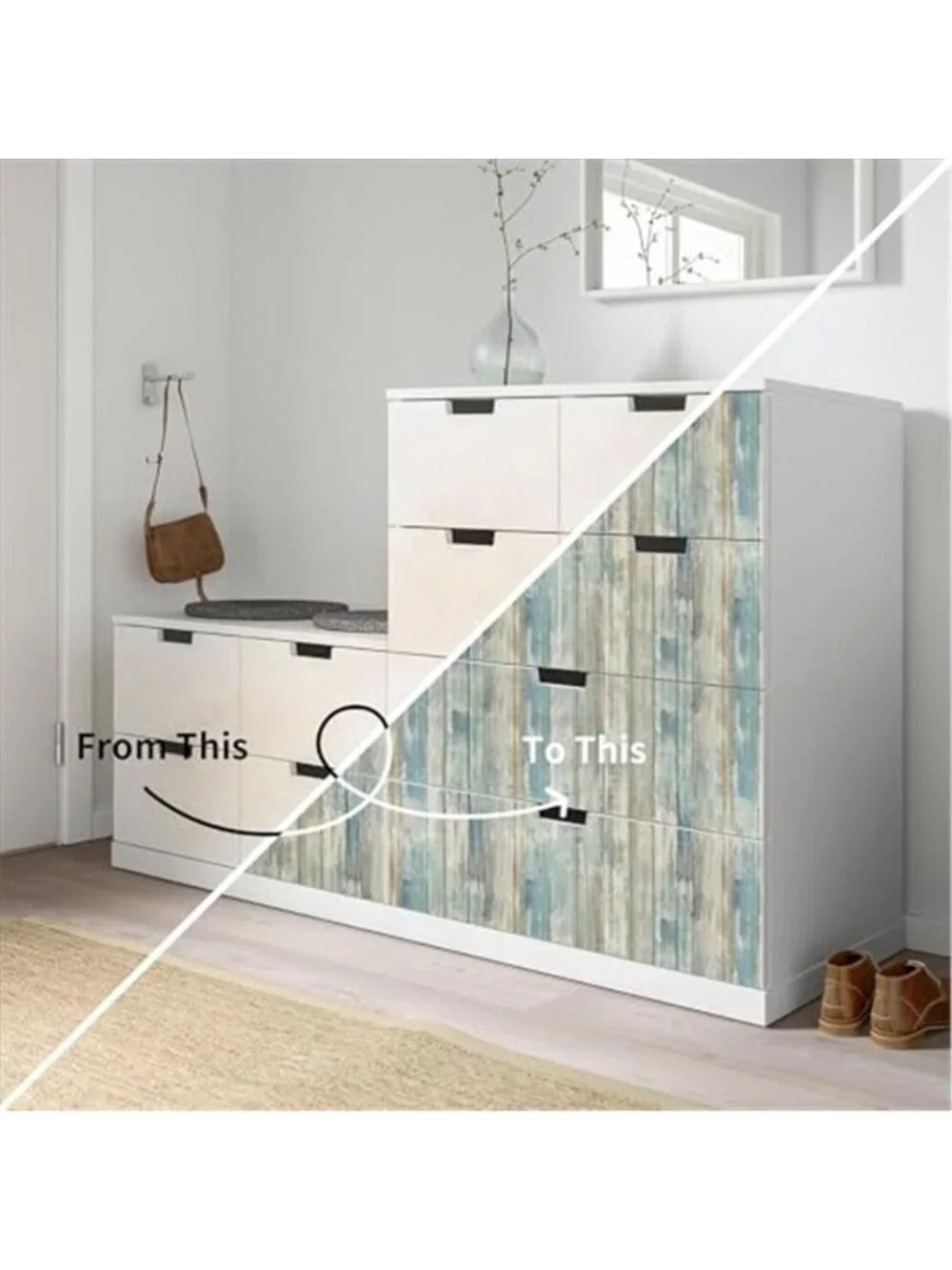Blue Wood Grain Peel Stick Wallpaper Removable Contact Paper Self Adhesive Vinyl